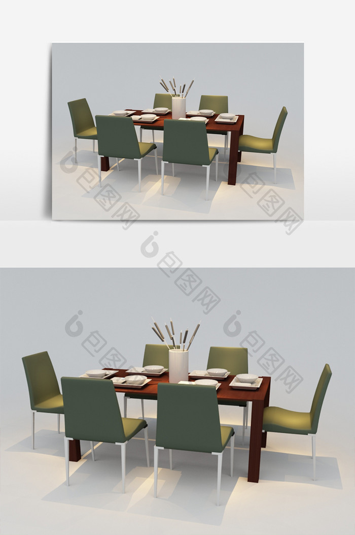 现代简约家具餐桌椅设计模型