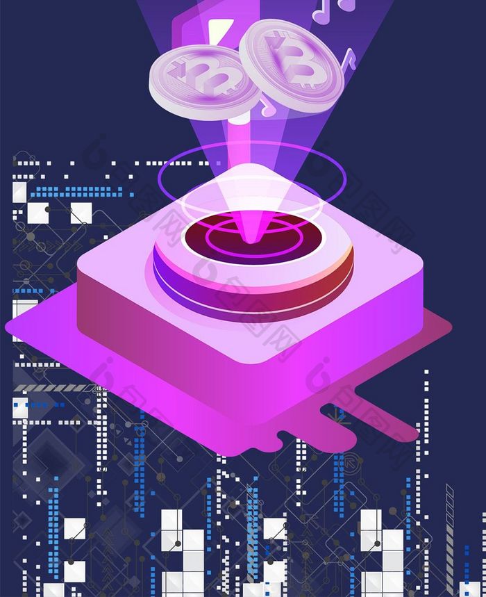 未来比特币手机支付互联网插画手机配图