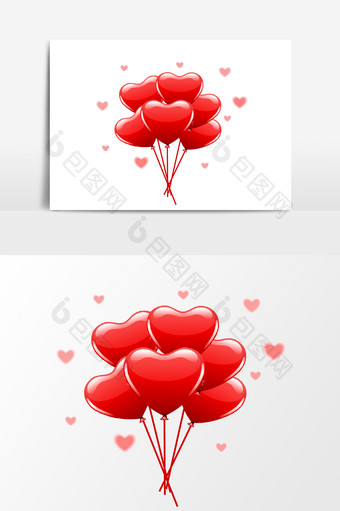 红色心形气球元素设计图片