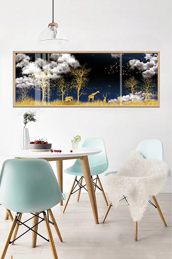 新中式晶瓷森林风景客厅酒店卧室创意装饰画图片