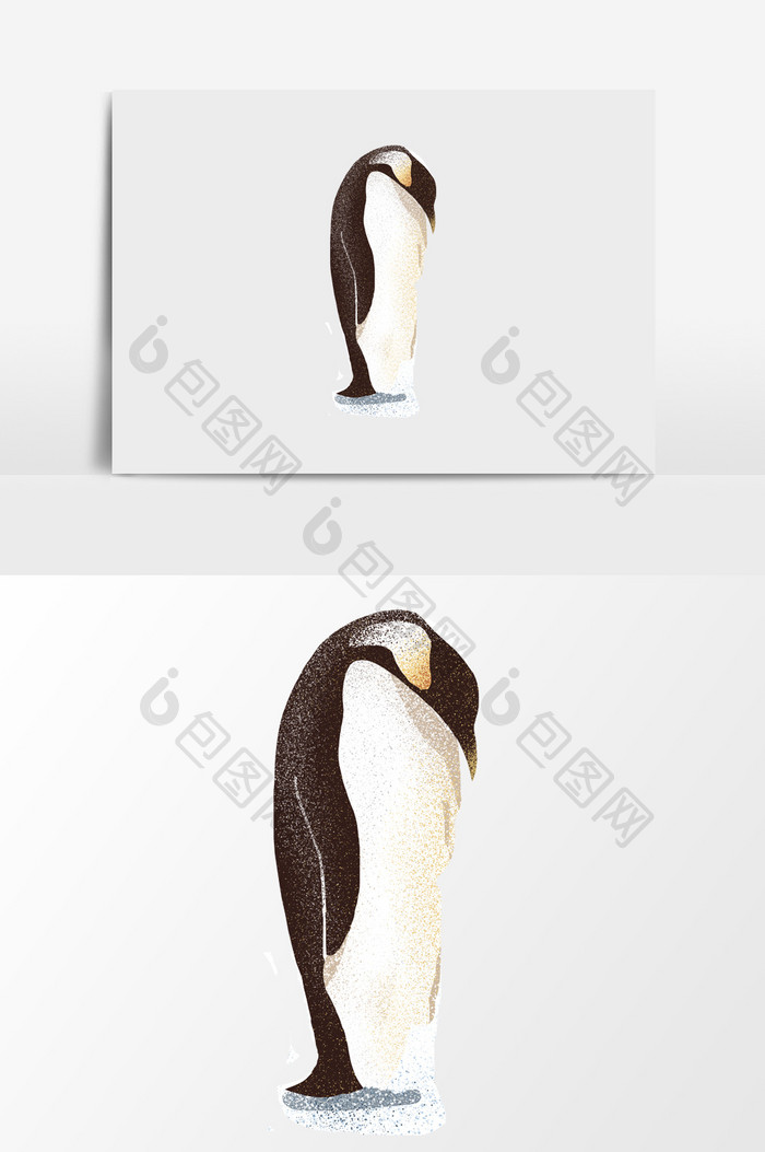 手绘可爱的企鹅插画元素