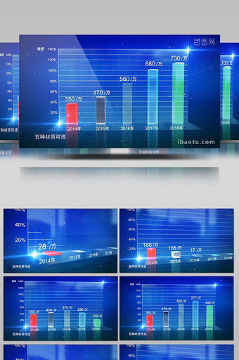 E3D蓝色科技数据图表效果AE模板图片