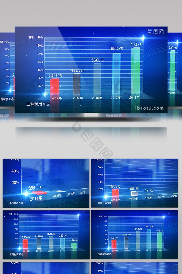 E3D蓝色科技数据图表效果AE模板