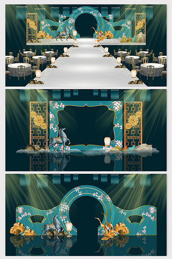 复古宫廷典雅蓝色系列婚礼效果图图片
