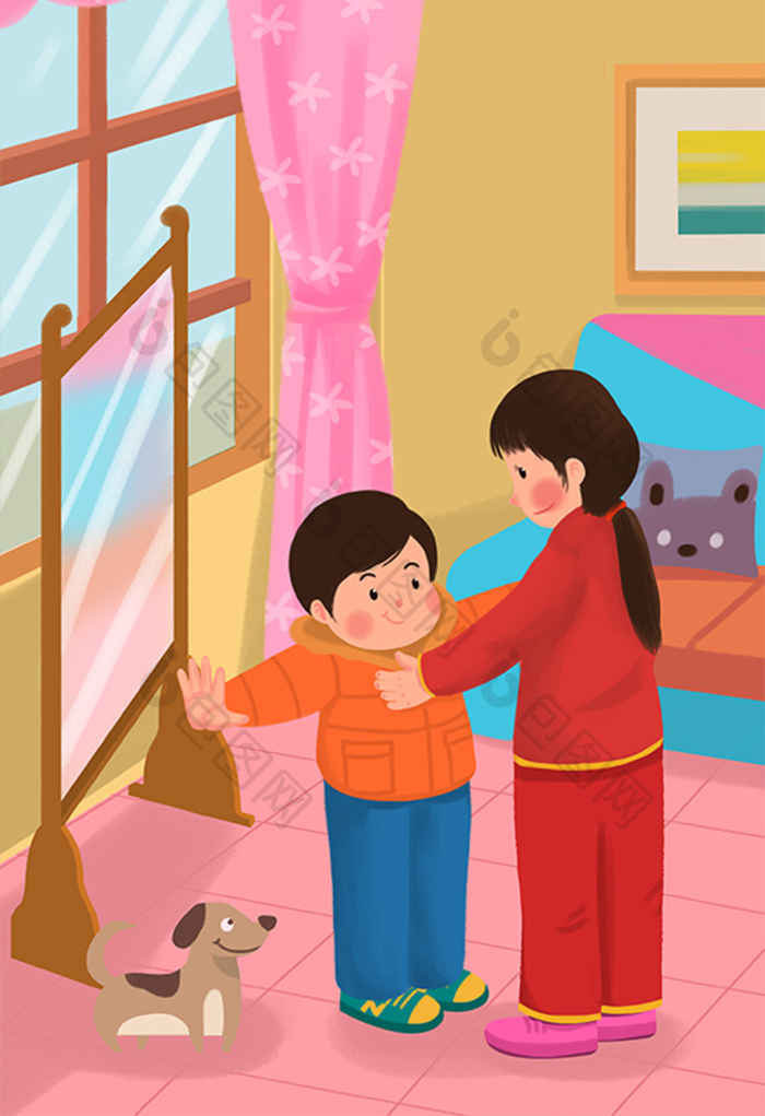 包图网提供精美好看的2019年新年新春穿新衣春节插画图片素材免费下载