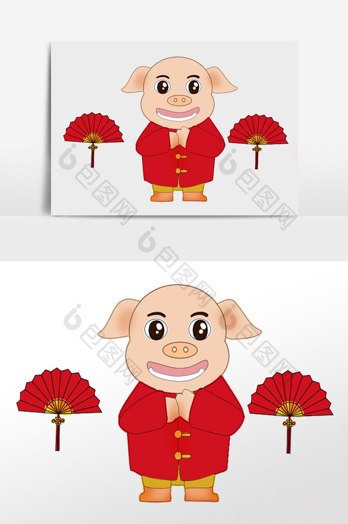 红色可爱卡通小猪