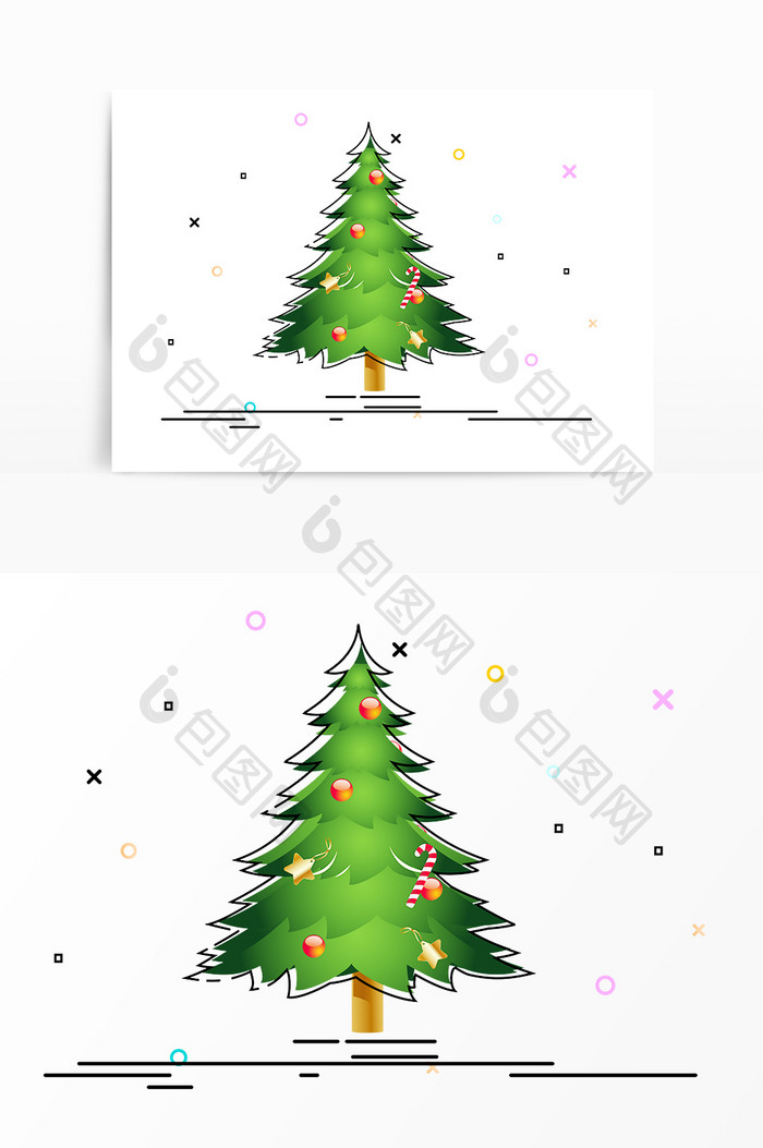 手绘圣诞树元素设计