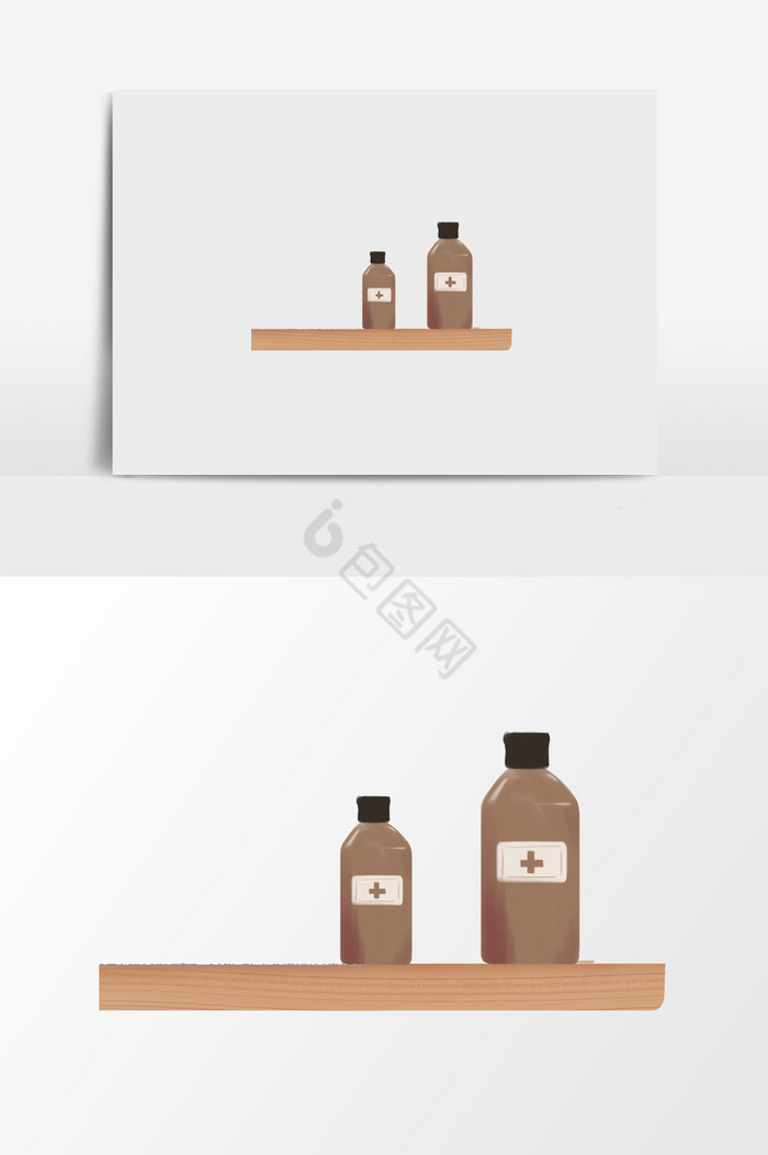 架子上的瓶子插画图片