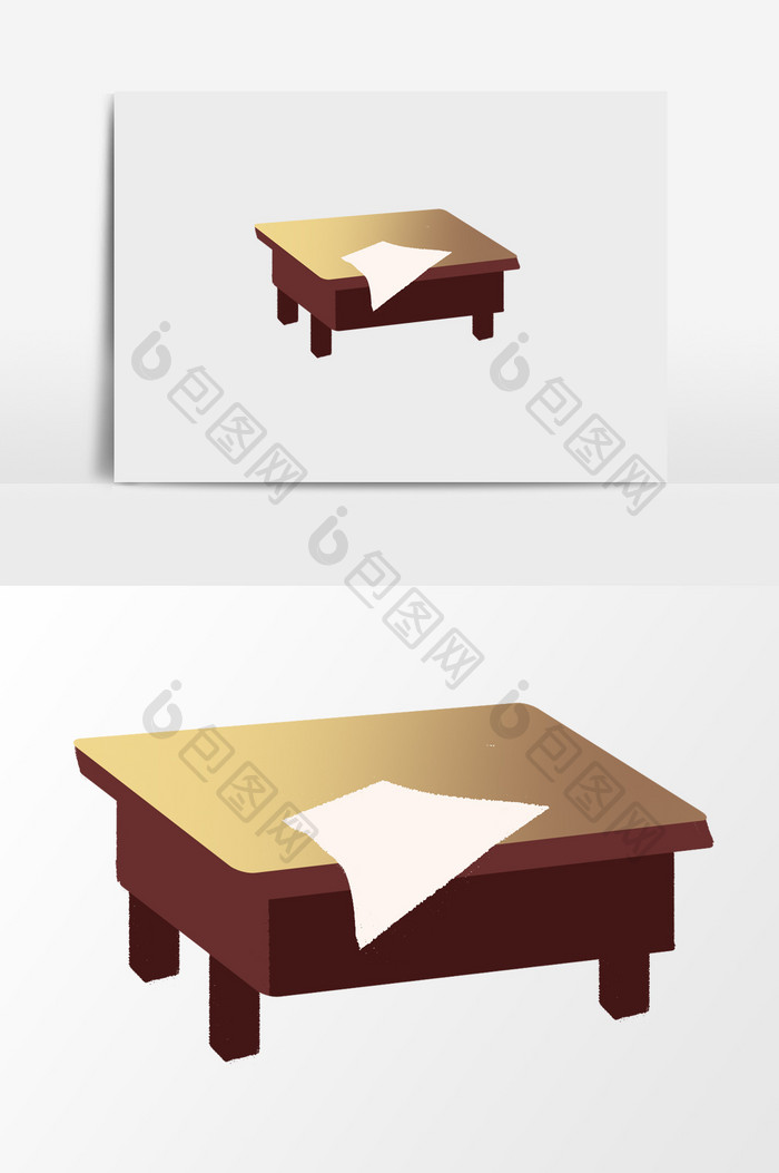 手绘矮桌子插画元素