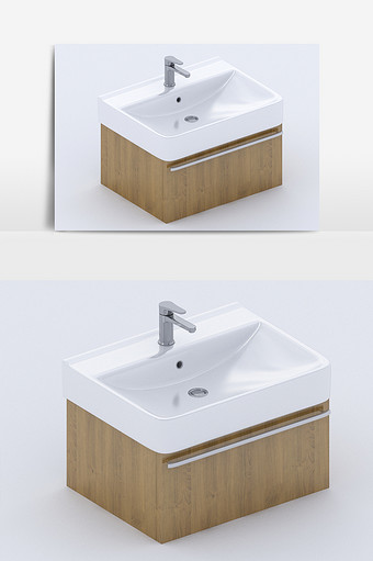 现代风客卫卫生间浴室柜洗脸池模型图片