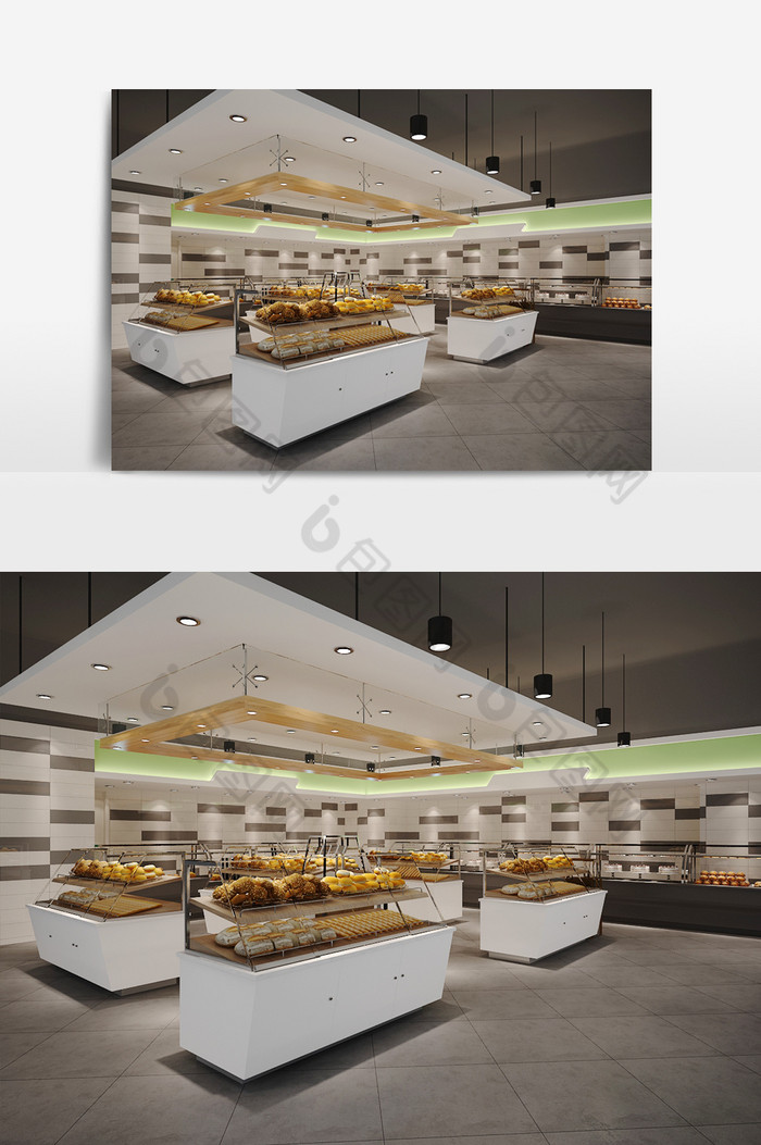 现代面包店作坊店门面店铺整体3d模型图片图片