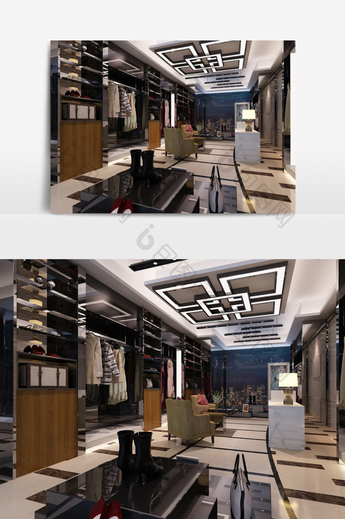 【现代时尚女装服装专卖门面店铺3d模型】图片下载-包图网