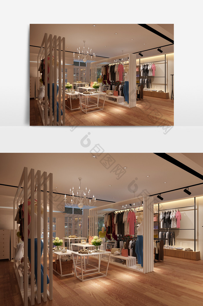 简约风女装服装专卖店门面店铺3d模型