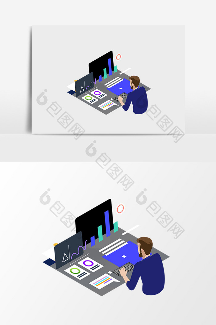 简约办公设计商务2.5D矢量元素