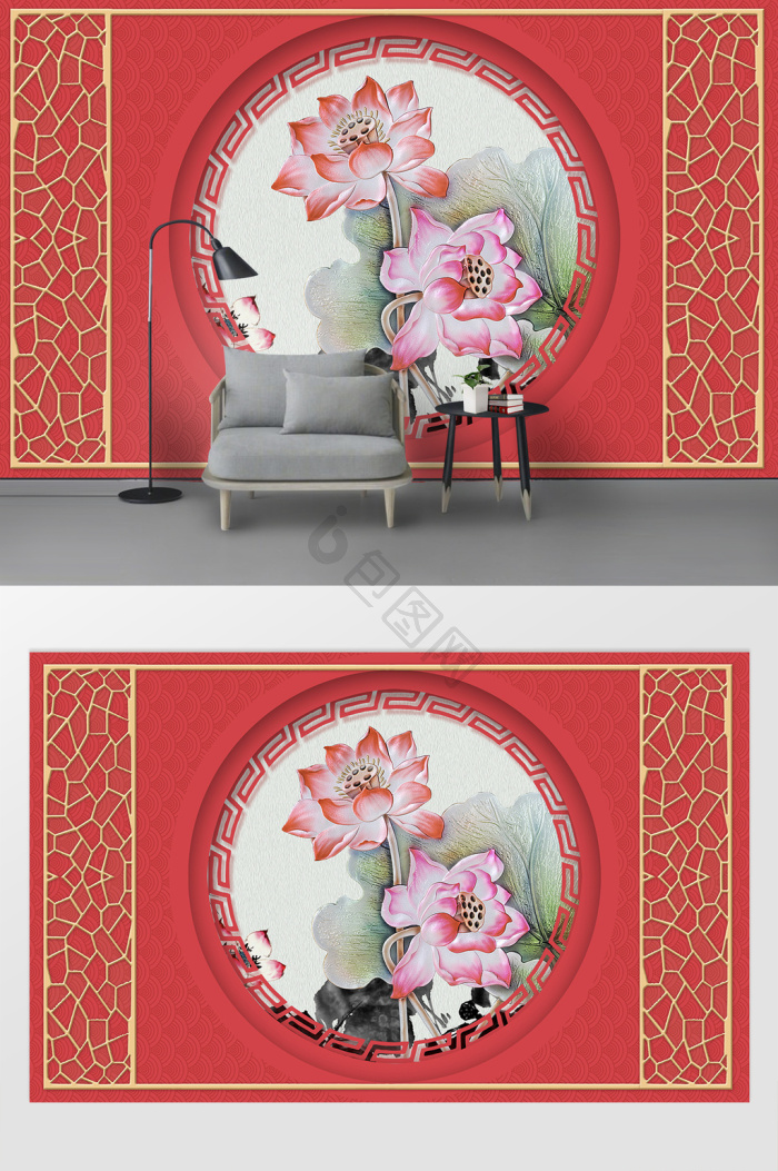 荷花背景墙