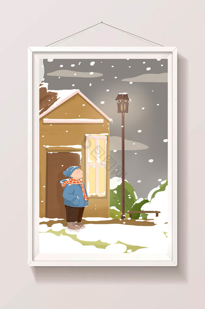 立冬下雪插画图片