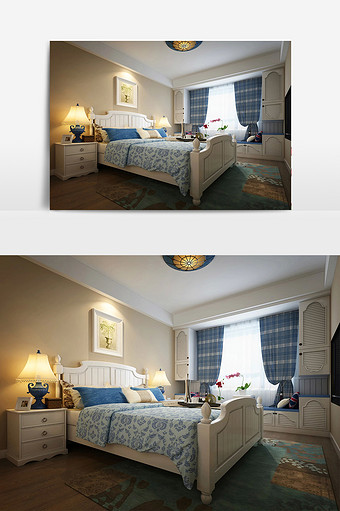 地中海风格家装卧室效果图图片