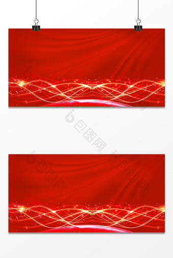 时尚大气红色光线年会商务海报背景图图片