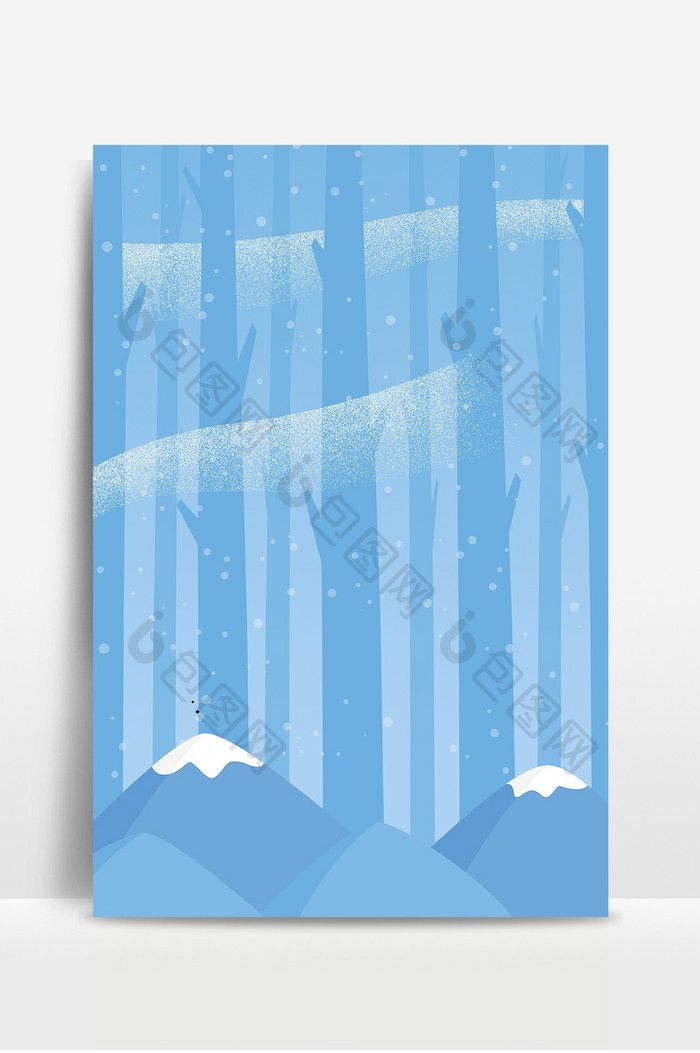 时尚唯美冬季雪景卡通海报背景图