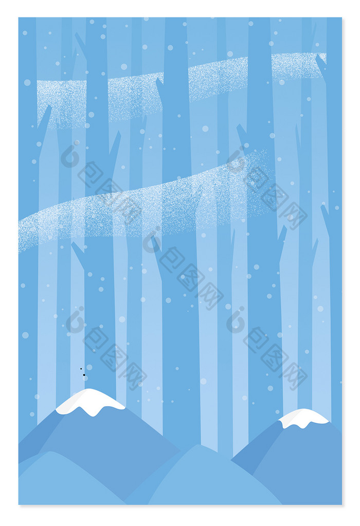 时尚唯美冬季雪景卡通海报背景图