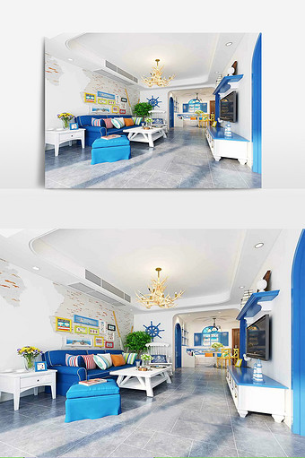 地中海风格家装客厅效果图图片