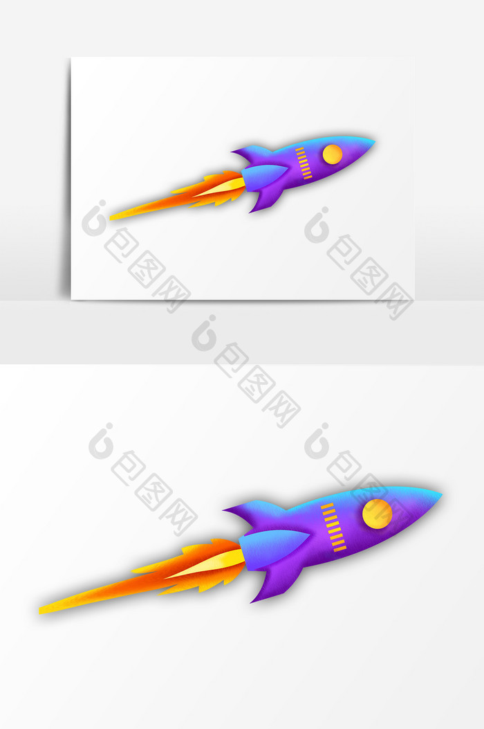 紫色渐变飞升的火箭PSD素材