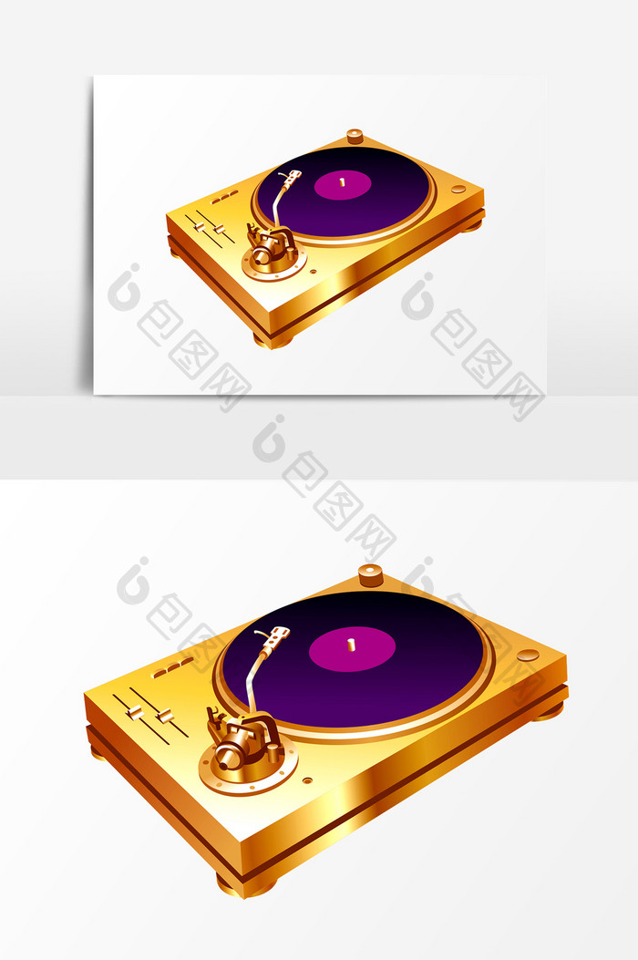金色古典唱片机器PSD素材
