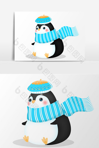 冬季雪人企鹅设计元素图片