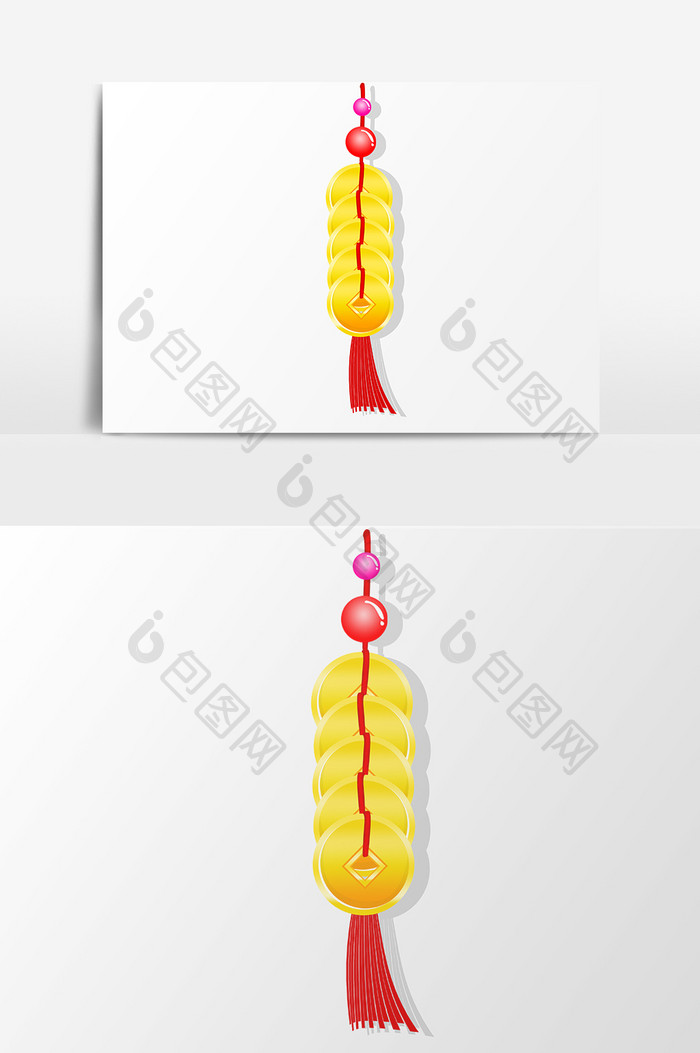 铜钱挂饰设计元素手绘