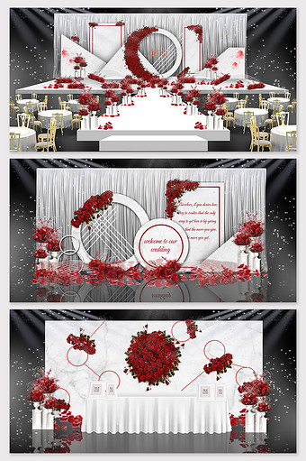 大理石红色婚礼效果图图片