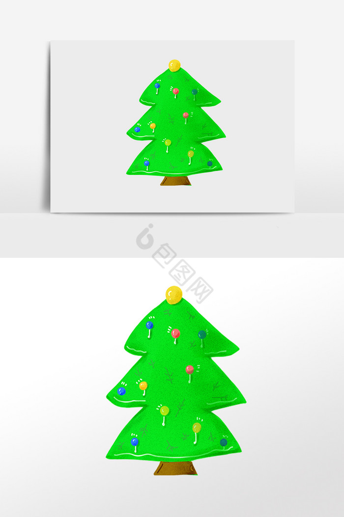 闪灯圣诞树圣诞节插画图片