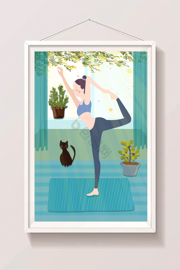 瑜伽健康生活方式插画图片