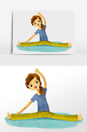 女孩做一字马锻炼身体插画人物