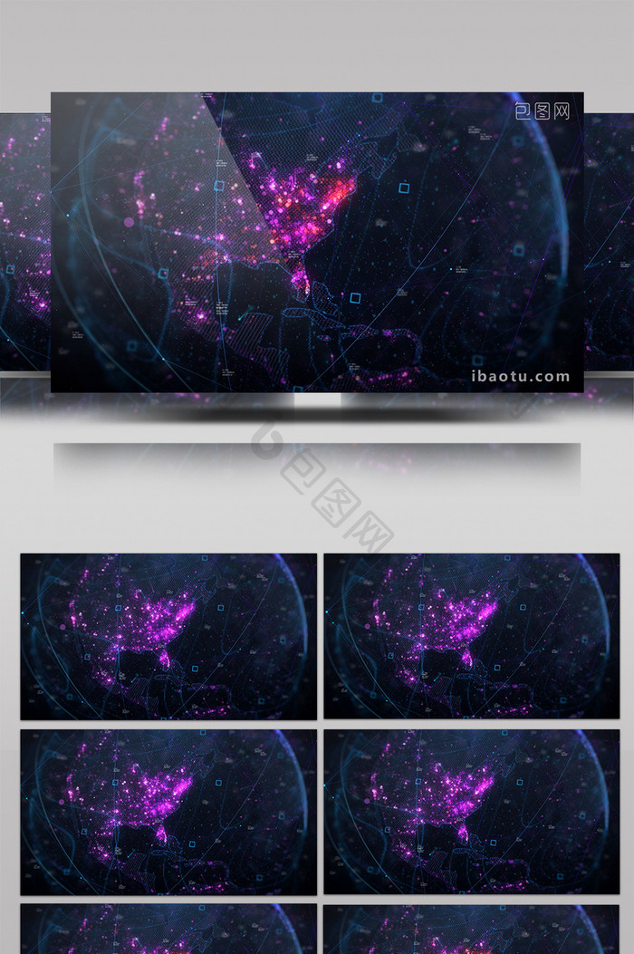 震撼紫色色调粒子星球科技宣传片合成背景