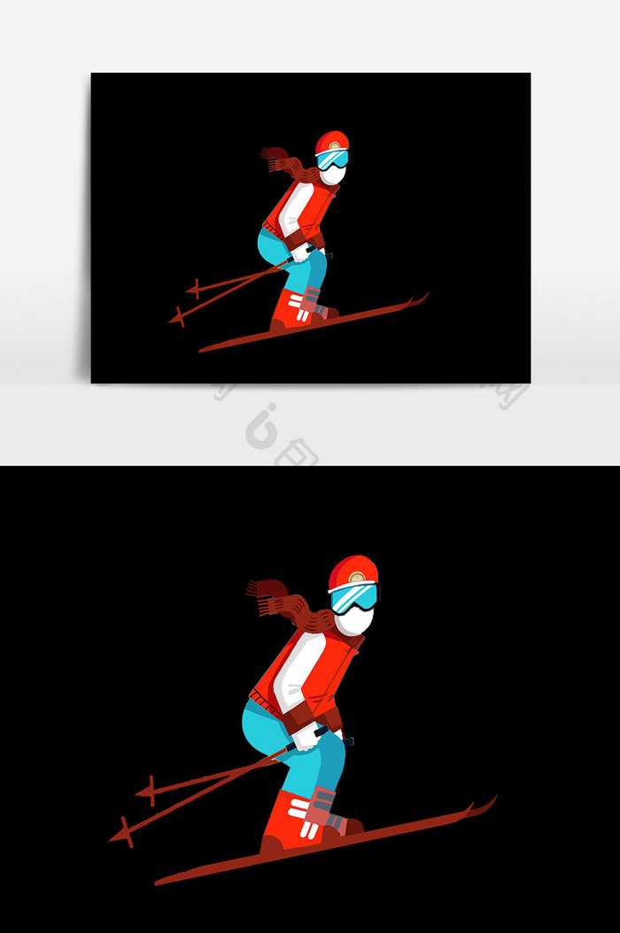 男子滑雪元素设计