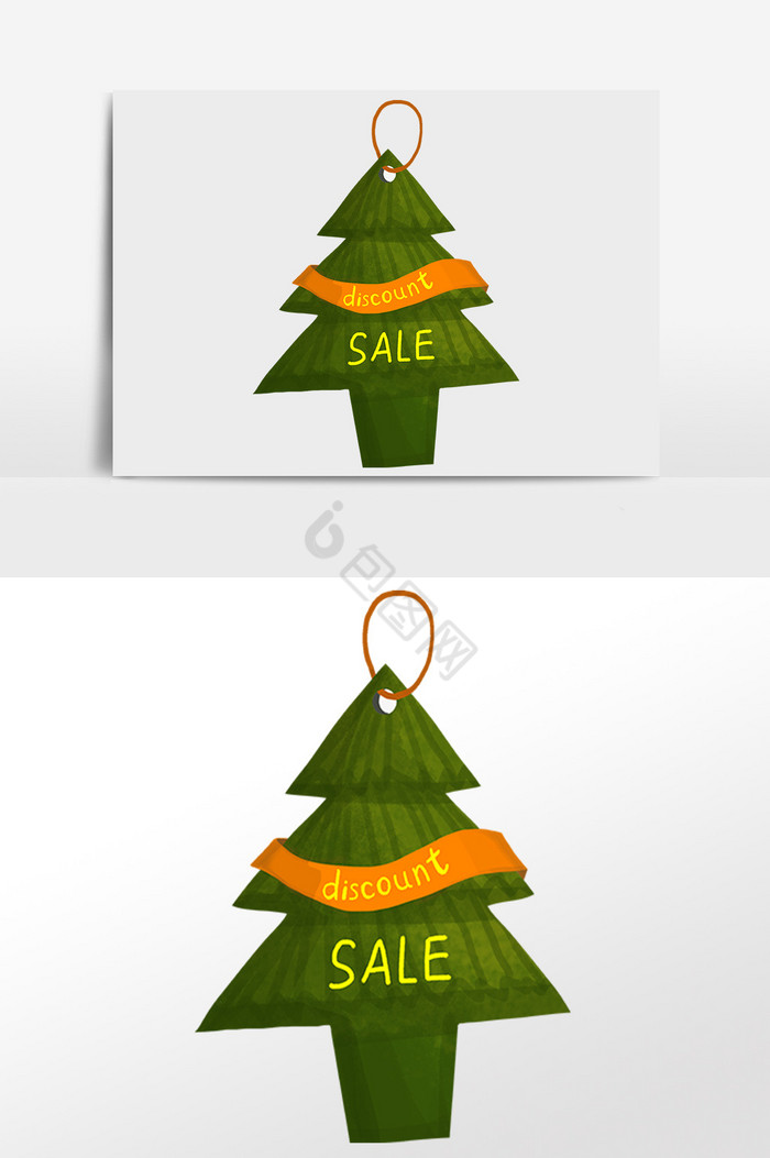促销圣诞树标签吊牌插画图片