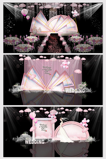 简约甜美粉色气球主题婚礼效果图图片