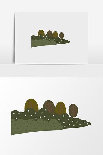 手绘灌木丛插画元素图片