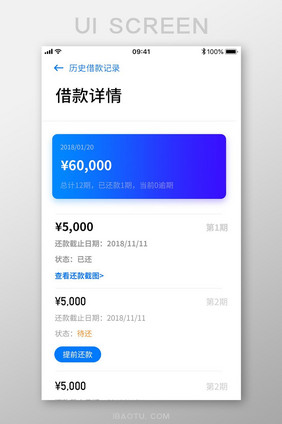 手机APP借款详情页面设计模板