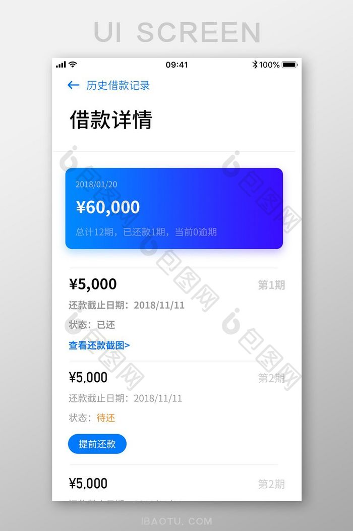 手机APP借款详情页面设计模板