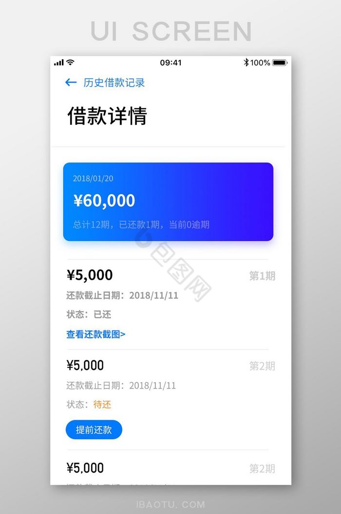 手机APP借款详情页面设计模板图片