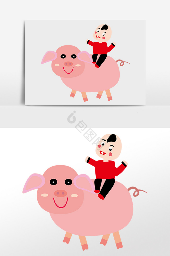 孩童和猪图片