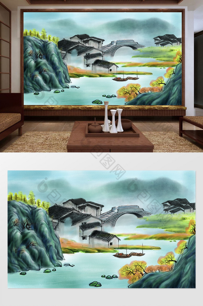 新中式景墙中式背景墙图片