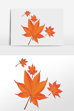 手绘植物枫叶红色叶子插画元素