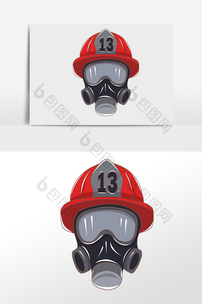 手绘消防安全防毒面具插画元素