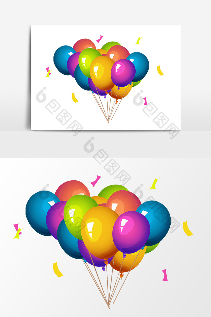 手绘彩色气球元素设计