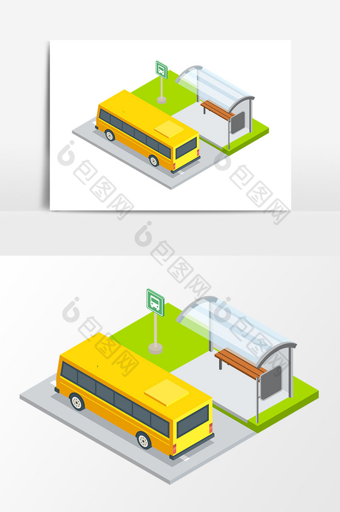 黄色大巴车设计元素