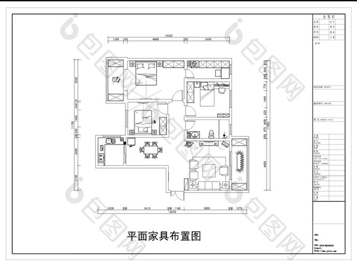 三居室户型CAD平面图纸