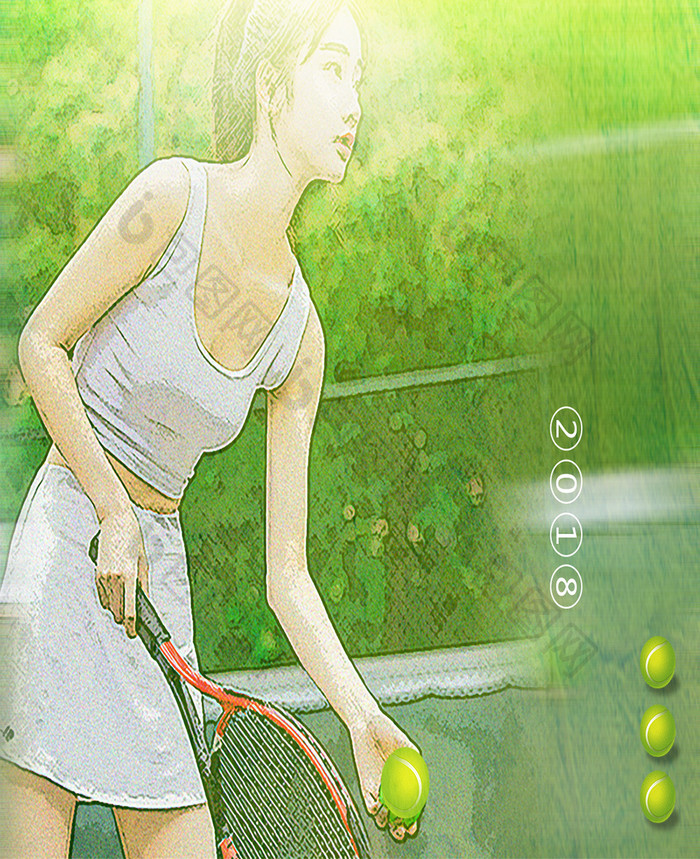 绿色网球体育运动手机配图