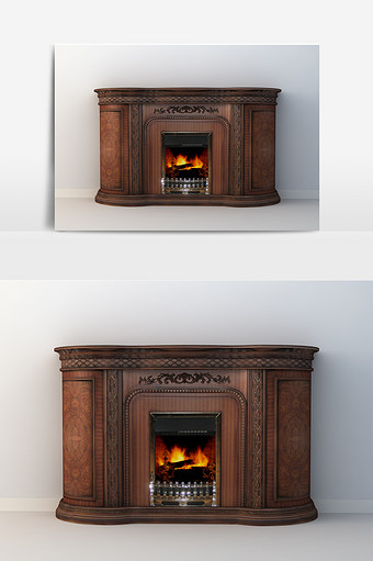 欧式风格豪华家装客厅壁炉模型图片
